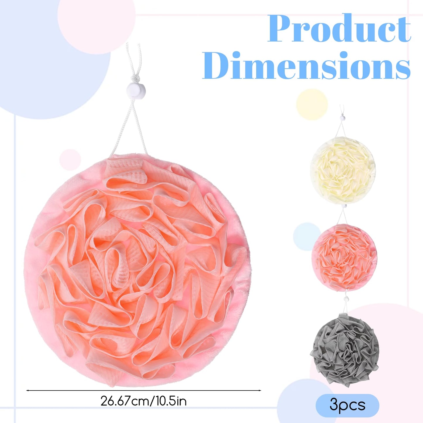 2 in 1 Soap Bar Loofah, 3 Pcs Bar Soap Loofah Pouch, Can Hold Soap Effective Exfoliation for Women and Men - Shower Sponge for Body with Rich Lather（ Beige & Pink & Gray ）