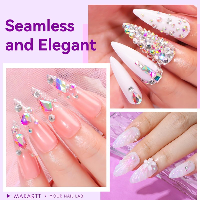 Makartt Rhinestone Glue for Nails 12PCS 30ML, Super Strong Gel Adhesive for Nail Salon, 3D Nail Art, Gem Jewelry & Nail Charm Decoration