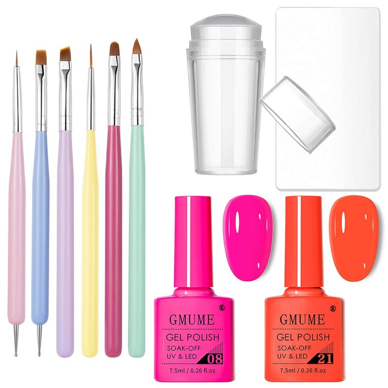 Regine Switzerland Gel Nail Polish Kit - Macaron Orange & Pink French Manicure Essentials
