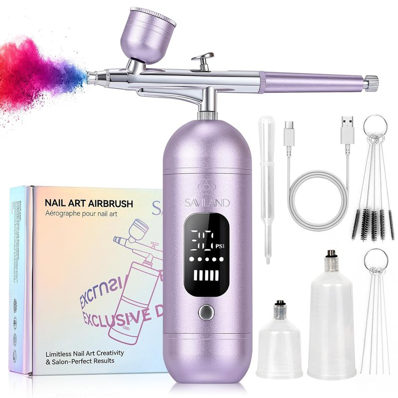 SAVILAND Airbrush Kit - Salon-Perfect 30PSI with 3 Adjustable Pressure Options | Portable Nail & Model Painting
