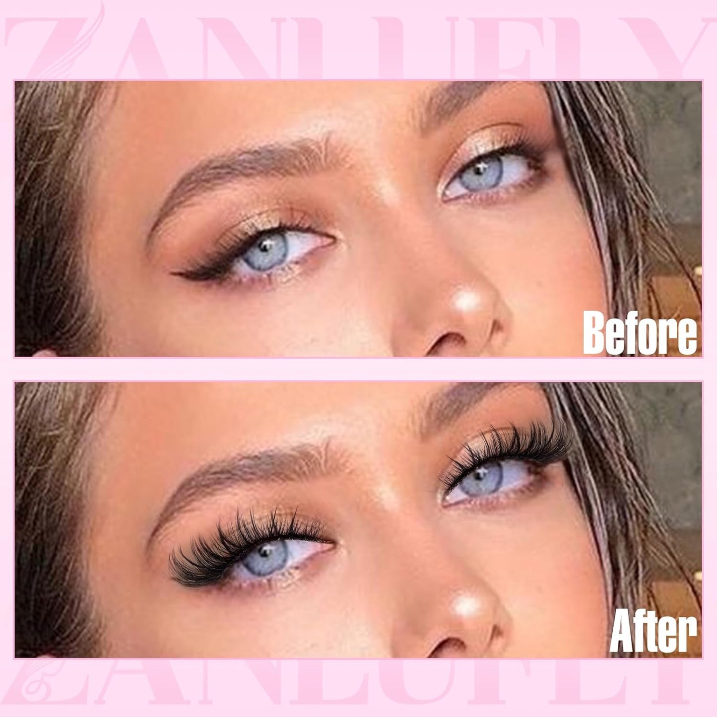 Zanlufly Wispy Eyelash Clusters - Natural C-Curly DIY Lash Extensions | 180 Pcs, Thin Band, 8-16MM