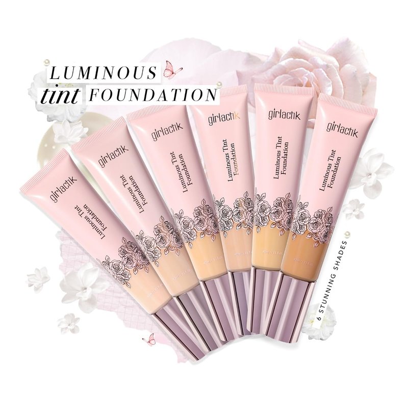 Girlactik Luminous Tint Foundation – Hydrating 2-in-1 Tinted Moisturizer & Buildable Foundation with Hyaluronic Acid, Vitamin C & Squalane – Lightweight, Natural Finish (Olive, 1.35 fl oz.)