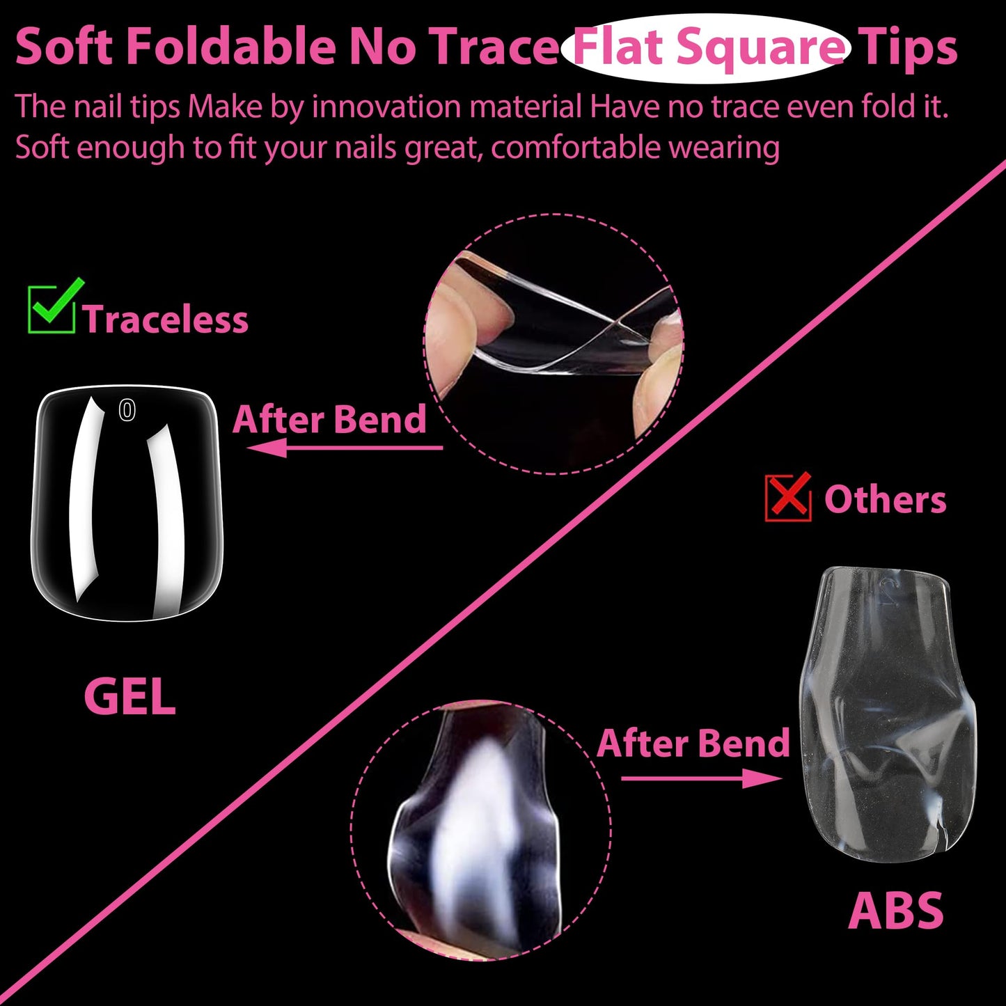 UNA GELLA Extra Short Square Nail Tips XS Short Square Gel Tips 216pcs Press On Nails Full Cover 12 Sizes Clear Fake Nails Extension for Home DIY Nail Salon Soft Gel Tips