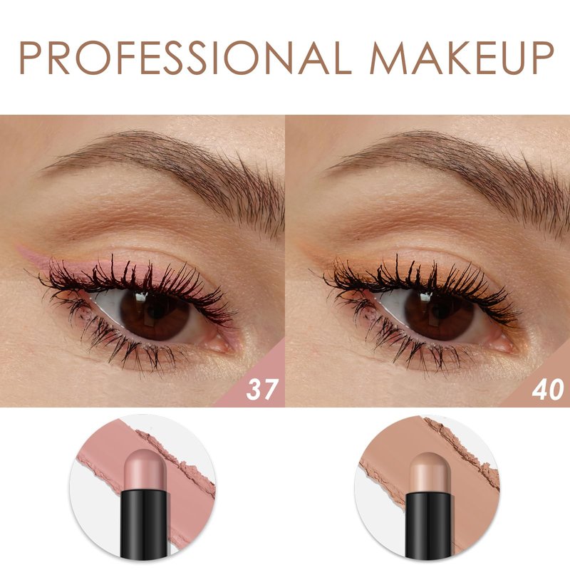 FOCALLURE 2 Pcs Cream Eyeshadow Stick,Brightener Eyeshadow Pencil Crayon,Highlighter Eye Shadow Stick Sets with Crease-proof Formula,Long Lasting Waterproof Eye Shadow Make Up