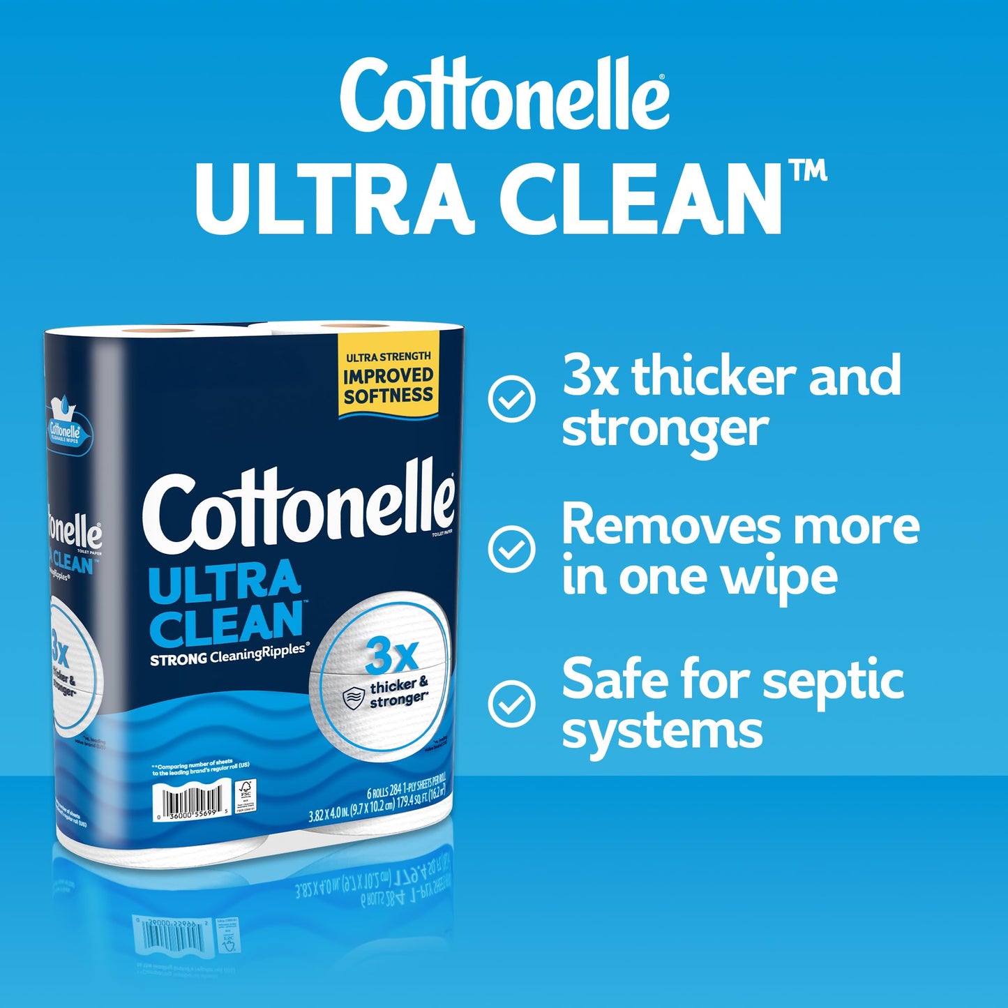 Cottonelle Ultra Clean Toilet Paper, 9 Mega Rolls = 36 Regular Rolls, Packaging May Vary