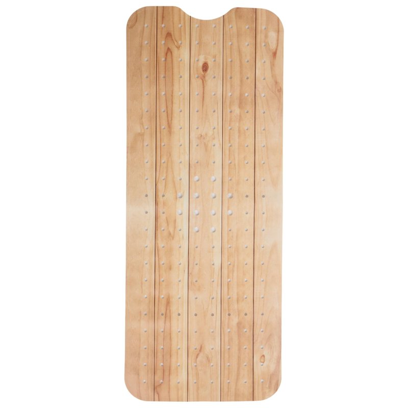 ENKOSI Bath Mat – PVC Large 40 x 16 Inch Non-Slip Bathtub Mat with Secure Suction Cup Grip & Drain Holes – Extra Long Bathroom Shower Mat for Tub and Shower Floors with Wood Print Design (40x16 Wood)