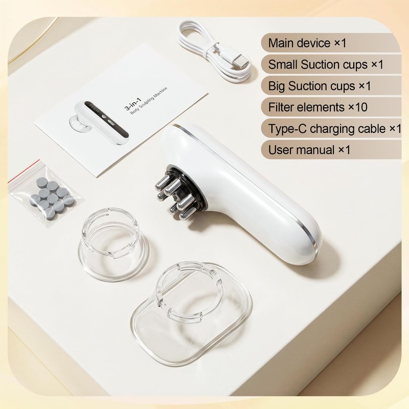 3-in-1 Body Sculpting Machine, Red Light Therapy Body Sculptor Electric Cupping Therapy Massager, Suitable for Waist Abdomen, Arms, Hip and Legs
