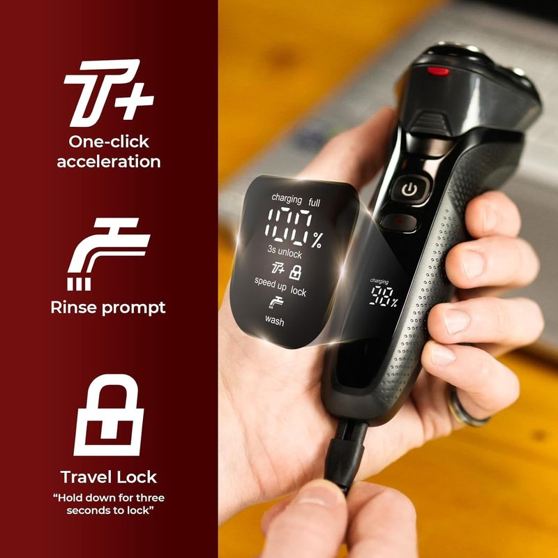 rategist 3-in-1 Electric Razor for Men: One Touch Acceleration, IPX7 Waterproof Razors for Men, USB-C Rechargeable Electric Shavers for Men - 4D Floating Blades, Wet or Dry (Black)