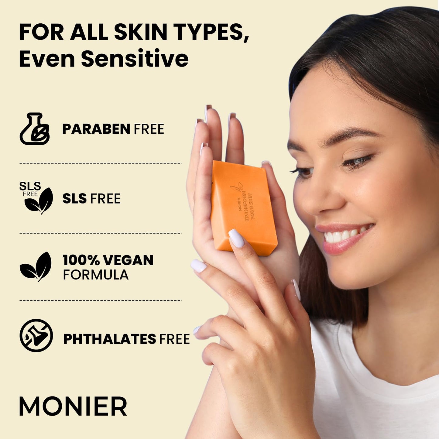 MONIER Kojic Acid Soap - Dark Spot Remover Soap Bars - with Collagen, Turmeric, Coconut Oil, Vitamin C, Vitamin E - Moisturizing & Nourishing - Original Japanese Complex
