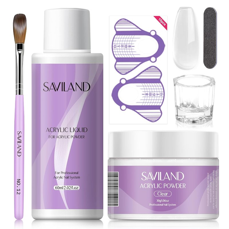 Acrylic Nail Kit Starter Set - 30g Clear Powder & Liquid | Essential Tools for DIY Manicure