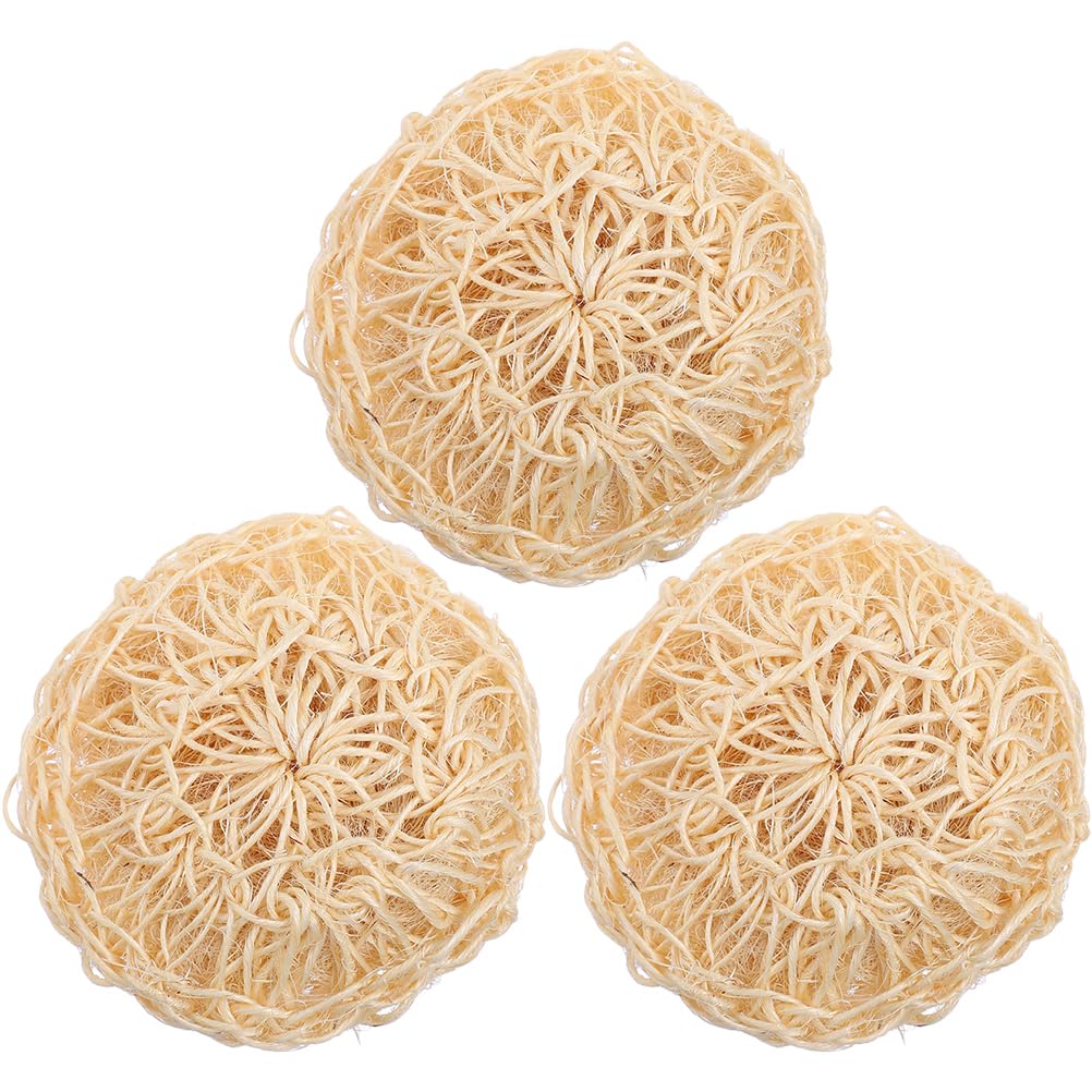 Beavorty 3-Pack Bath Scrub Balls Natural Sisal Body Scrubbers for Gentle Exfoliating and Skin Cleansing Shower Accessories 3.93X3.93X1.18In
