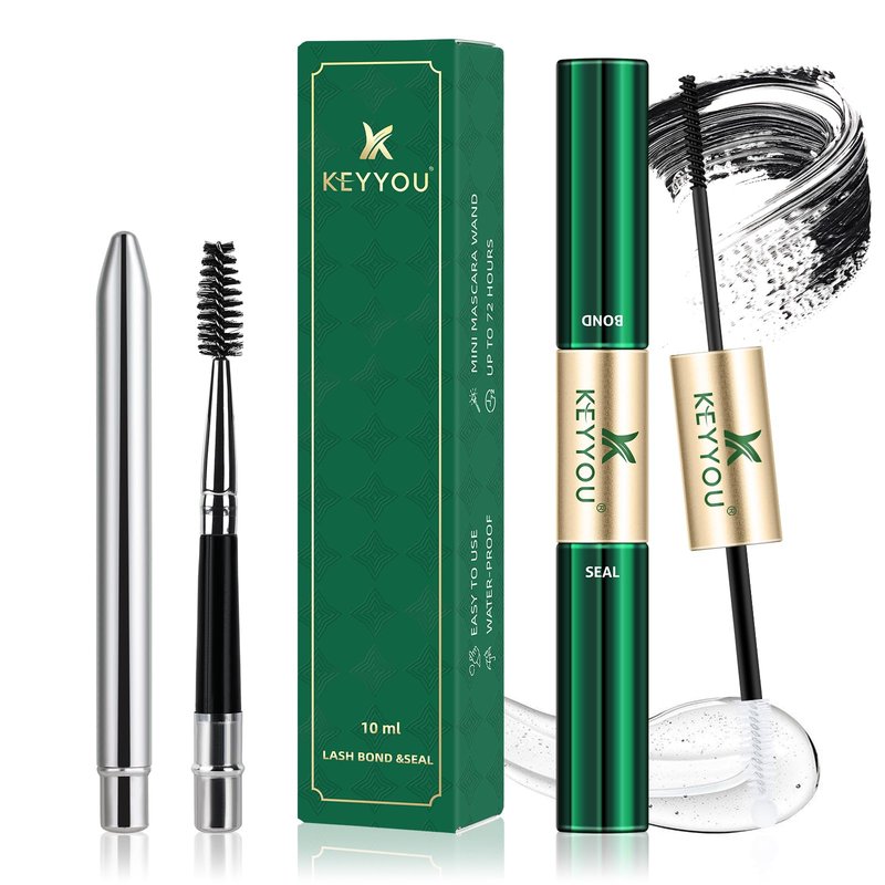 KEYYOU Lash Bond and Seal Waterproof Lash Cluster Glue 72H Long Lasting Strong Hold Non Irritating Eyelash Glue for DIY Individual Lashes at Home (Black-10ml)