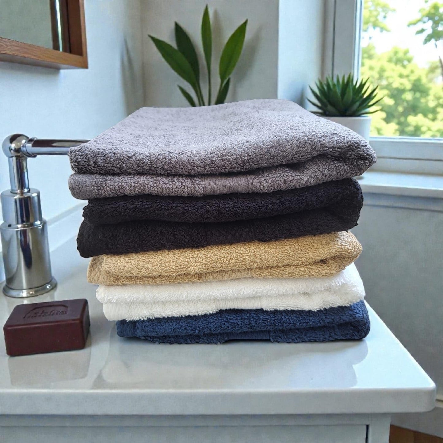Mango Gifts 100% Cotton Hand Towels for Bathroom, Soft and Quick Dry Bath Towel for Face and Gym, Highly Absorbent Everyday Use, 550 GSM, 16 x 28 Inch, Pack of 5