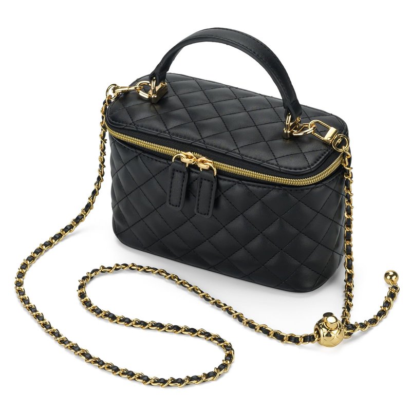 GAYI URBAN Mini Quilted Box Crossbody Bags for Women, Small Square Designer Clutch Purses with Adjustable Chain Strap (Black)