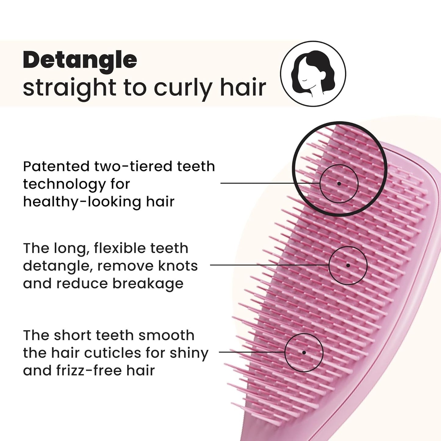 Tangle Teezer Ultimate Detangler Brush - Effortlessly Eliminates Knots & Reduces Breakage | Rosebud Color