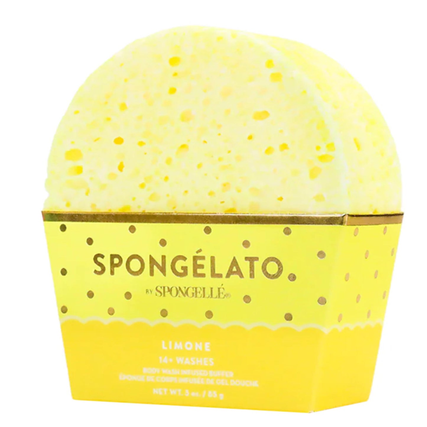 Spongellé Limone (Lemon) Spongélato Bath Sponge | Built-In Body Wash & Body Scrubber, Shower Loofah Sponge for Women | 14+ uses