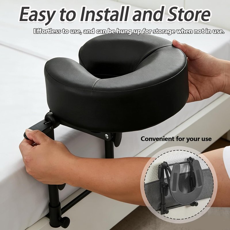 Skiennix Adjustable Massage Headrest - Comfortable Face Cradle for Home Use | Black Color