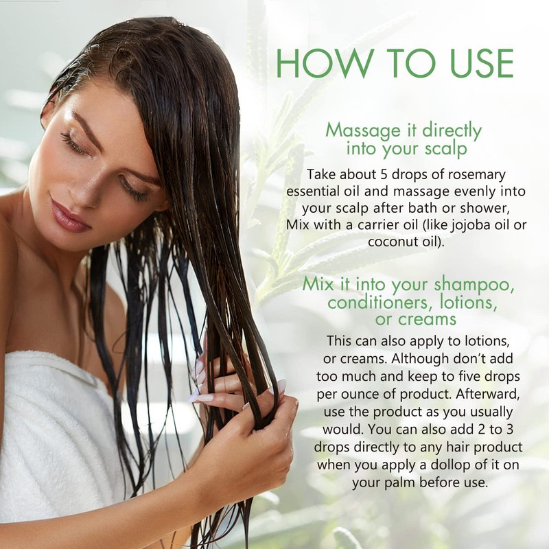 NIFEISHI Rosemary Oil for Hair Growth & Strengthening, Organic 60ml, Rosemary Mint Essential Oil for Scalp, Hair , Eyelashs, Eyebrows, Skin, Body Massage