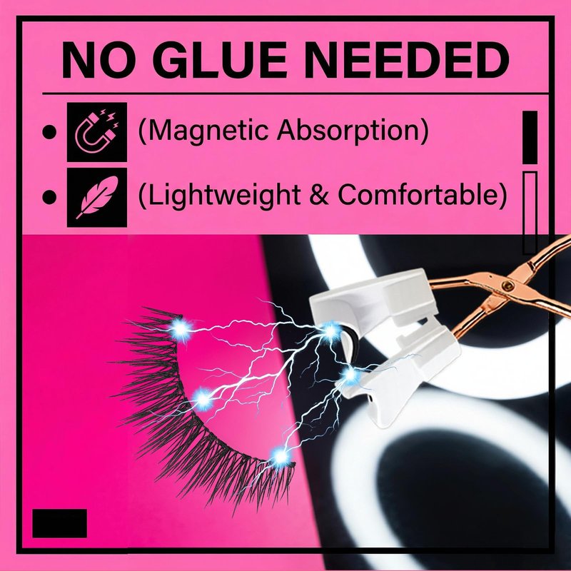 Magnetic Eyelashes with Applicator - Natural Look, No Glue or Eyeliner Needed, Lightweight & Waterproof Reusable False Lashes for Beginners