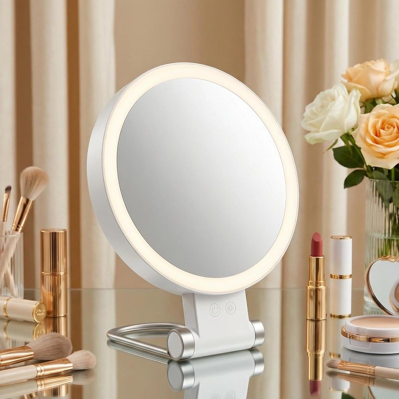 Makeup Mirror with Lights - 1X/30X Magnifying, Adjustable 3 Color Light | Rechargeable, Smart Memory, Perfect Gift for Women