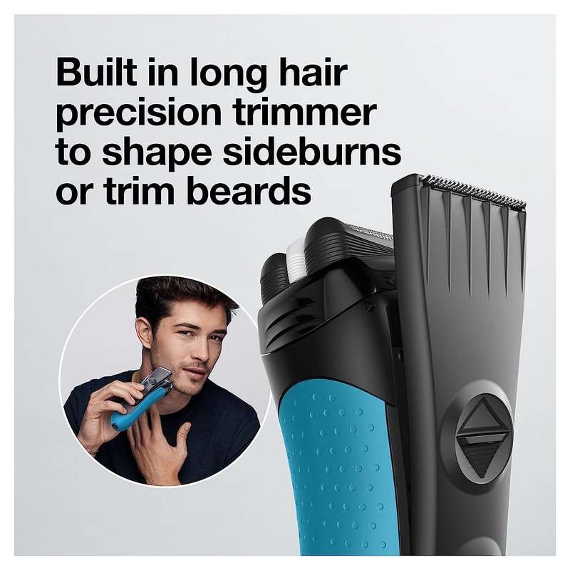 Braun Electric Series 3 Razor - Rechargeable Wet & Dry Foil Shaver for Men | Precision Trimmer, Blue/Black