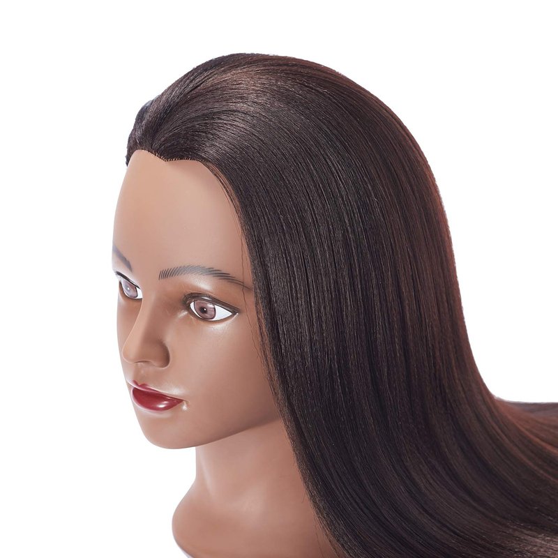 Hairingrid 26"-28" Mannequin Head Hair Styling Training Head Manikin Cosmetology Doll Head Synthetic Fiber Hair and Free Clamp Holder (Yaki-Black)
