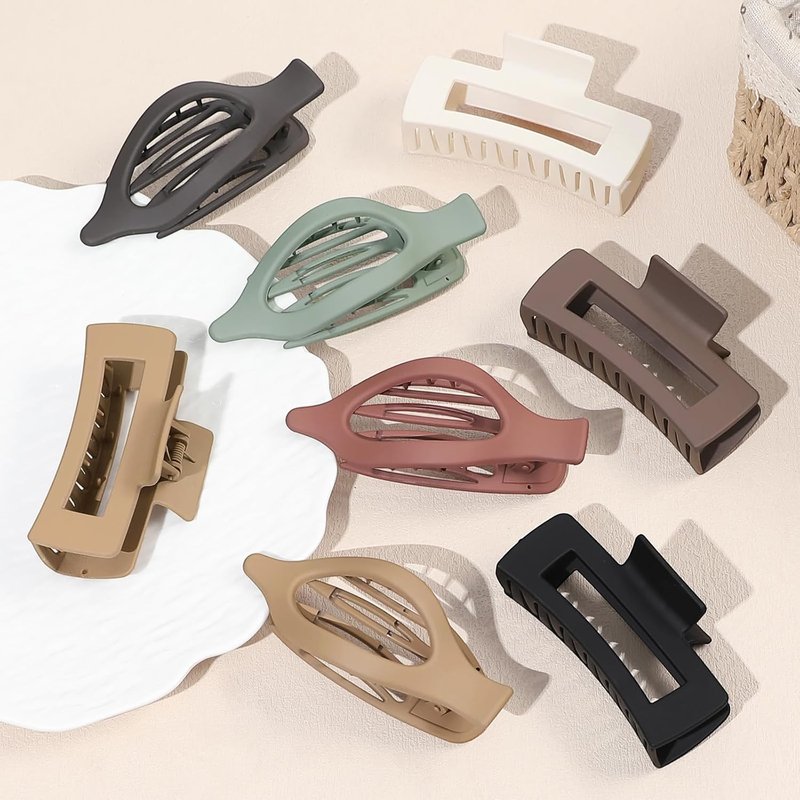 Large Hair Claw Clips for Women - 8 Pcs Square & Flat Hair Clips for Thick or Thin Hair | 4.3 Inch Alligator Hair Accessories