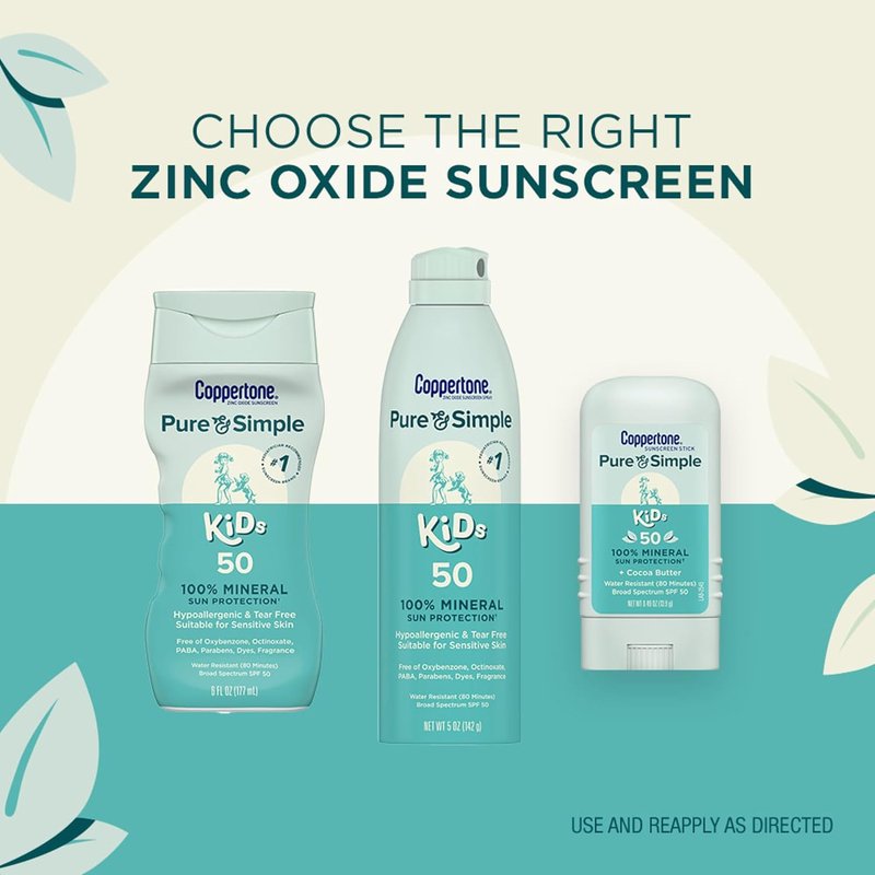 Coppertone Kids Mineral Sunscreen Spray SPF 50 - Hypoallergenic & Fragrance-Free | 5 Oz + Stick SPF 50 | 0.49 Oz