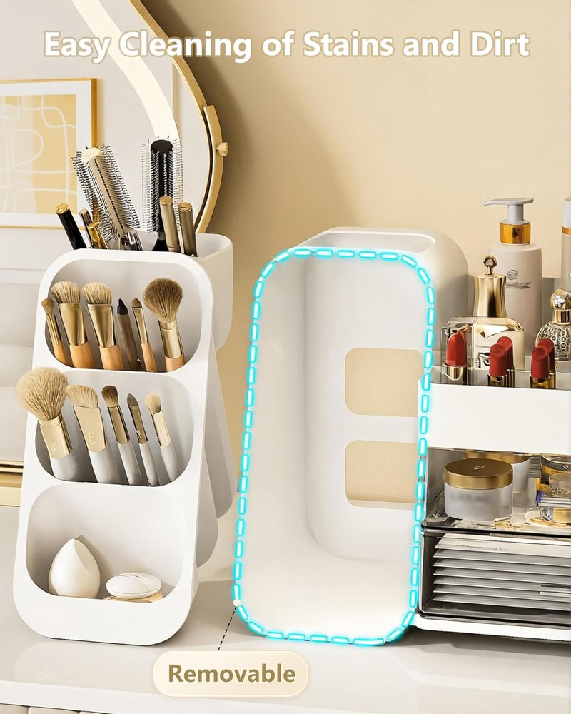 Anylady Large Capacity Makeup Organizer - Stylish Countertop Storage with Brush Holder | Perfect for Vanity & Gifts