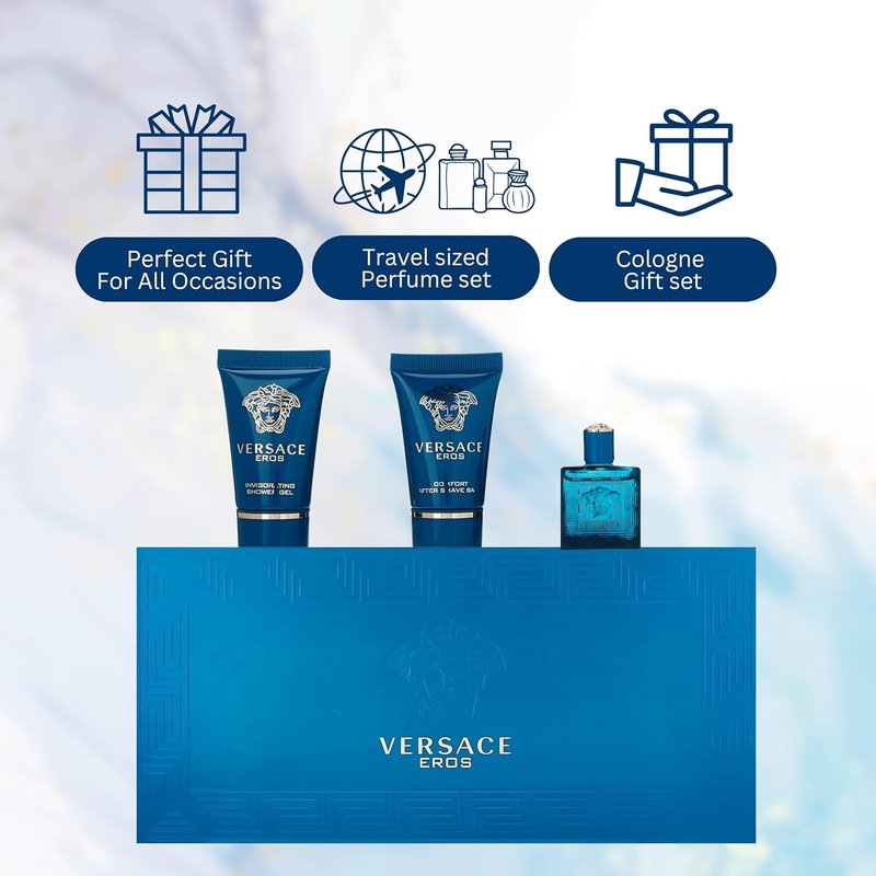 Eros Perfume for Men - Versatile 3-Piece Mini Gift Set | Ideal for Gifting
