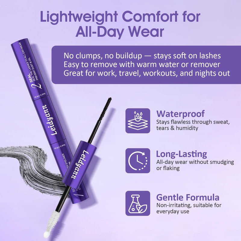 Eyelash Glue Lash Bond & Seal, 2-in-1 Adhesive for Lash Clusters & DIY Eyelash Extensions, 72H Waterproof Strong Hold, Quick Dry, Smudge-Proof, Gentle Non-Irritating Formula
