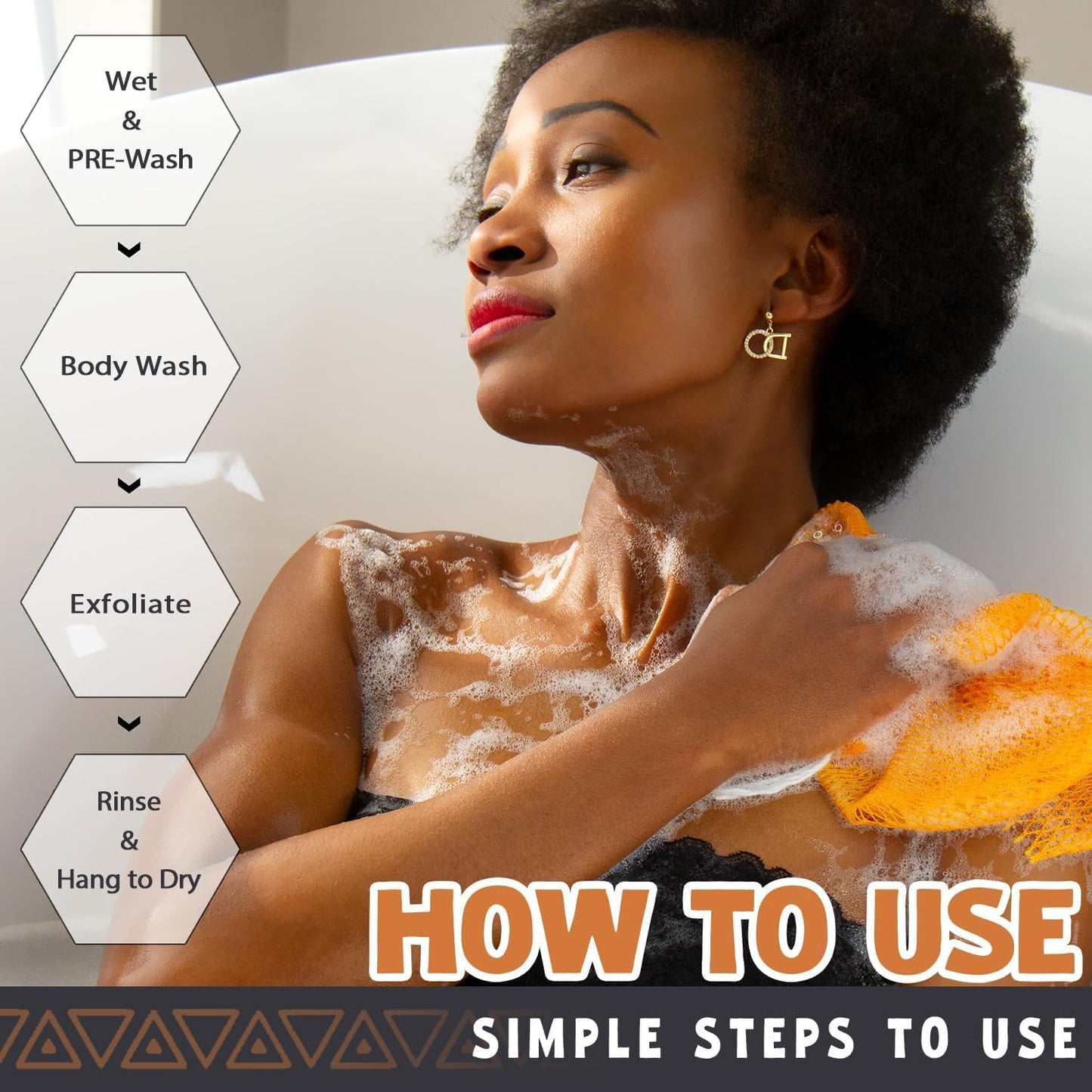 African Net Sponge Authentic - African Exfoliating Net Sponge Real African Wash Cloth - African Bath Sponge Loofah with Knots Exfoliator Net - Skin Smoother Scrub Net for Shower Body Scrubber