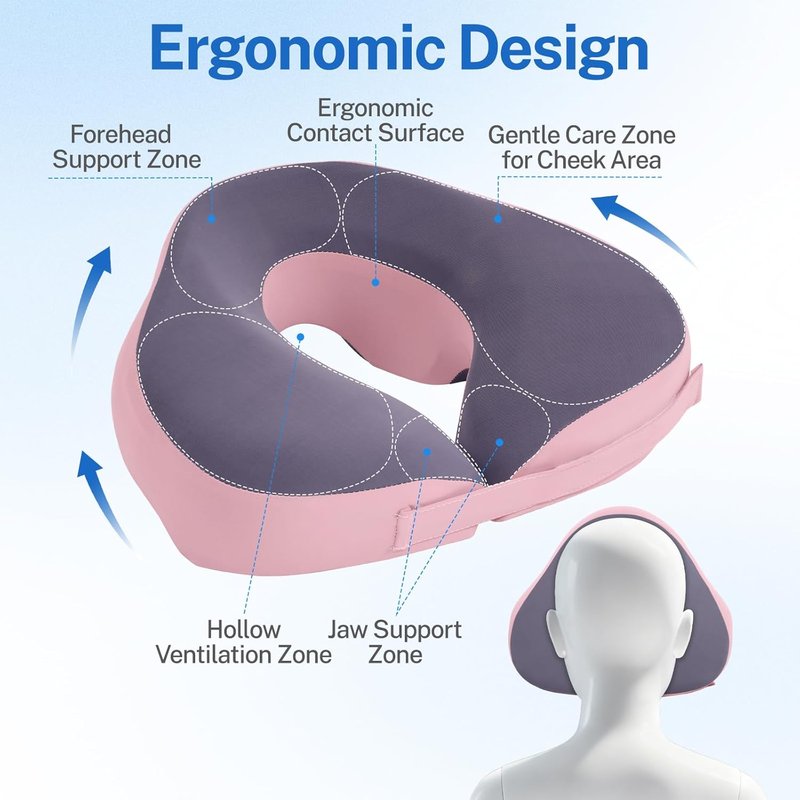 Skiennix Adjustable Face Down Pillow - Memory Foam Massage Cushion for Eye Surgery Recovery | Removable Cover