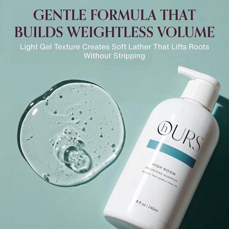 hOURS High Noon Volumizing Shampoo for Fine & Thin Hair - Weightless Sulfate-Free Cleanser with Pea Protein & Arginine - Boosts Fullness, Strength & Body - Color-Safe Formula for Lifted Hair 8oz