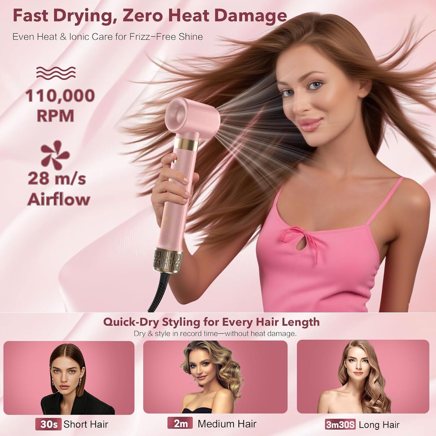 StyleVibe 6-in-1 Air Styler - Fast Drying Hair Dryer & Curling Brush for Smooth Blowouts | Frizz-Free, No Heat Damage
