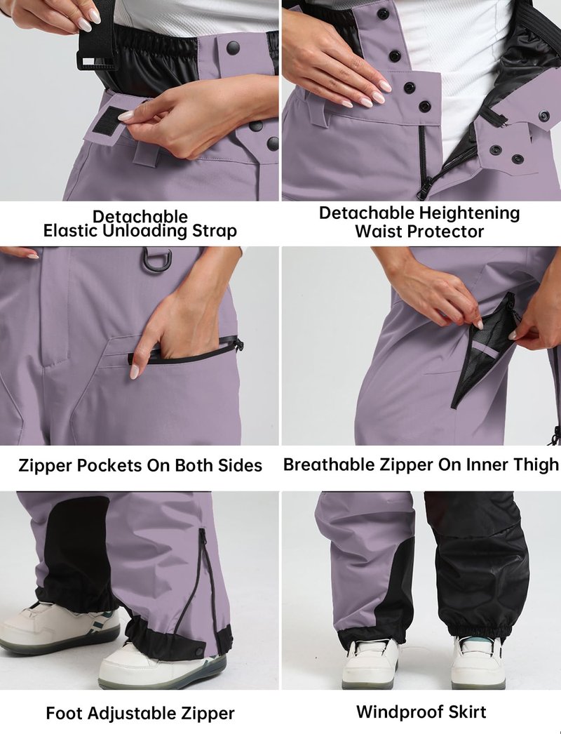 GSOU SNOW Womens Baggy Snowboard Pants Ski Bibs Snow Loose Overalls Waterproof Windproof Insulated Warm