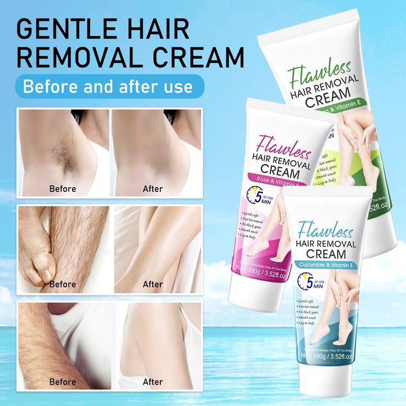 3PCS Hair Removal Cream for Women,Mens Depilatory Cream for Unwanted Hair in Face,Underarms,Bikini and Legs,Long-lasting Flawless Body Depilatory Lotion,Moisturizing Hair Removal Lotion