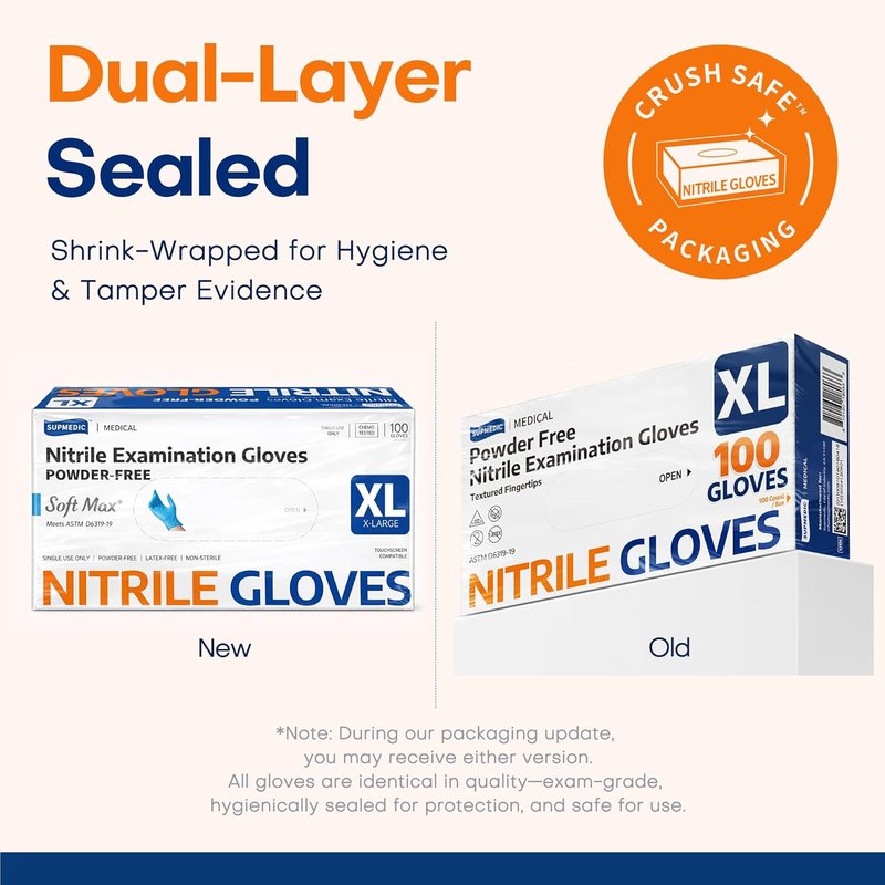 Nitrile Exam Gloves - Soft Max™ Disposable, Latex-Free, Powder-Free - 100 Count, Blue