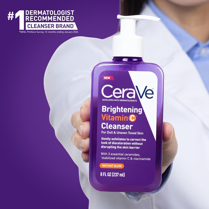 CeraVe Brightening Vitamin C Facial Cleanser - Hydrating & Exfoliating for Dull Skin | 8oz