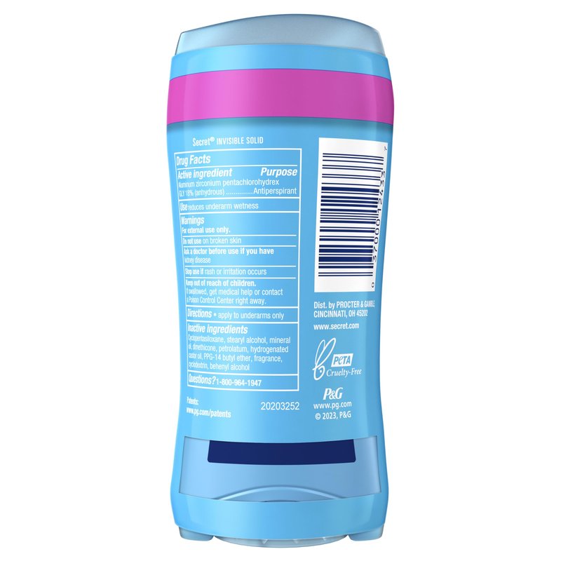 Secret Antiperspirant and Deodorant for Women, 24hr Sweat & Odor Protection, PH Balanced Protection, Gentle on Skin, Invisible Solid, Shower Fresh Scent, 2.6 oz (Pack of 12)