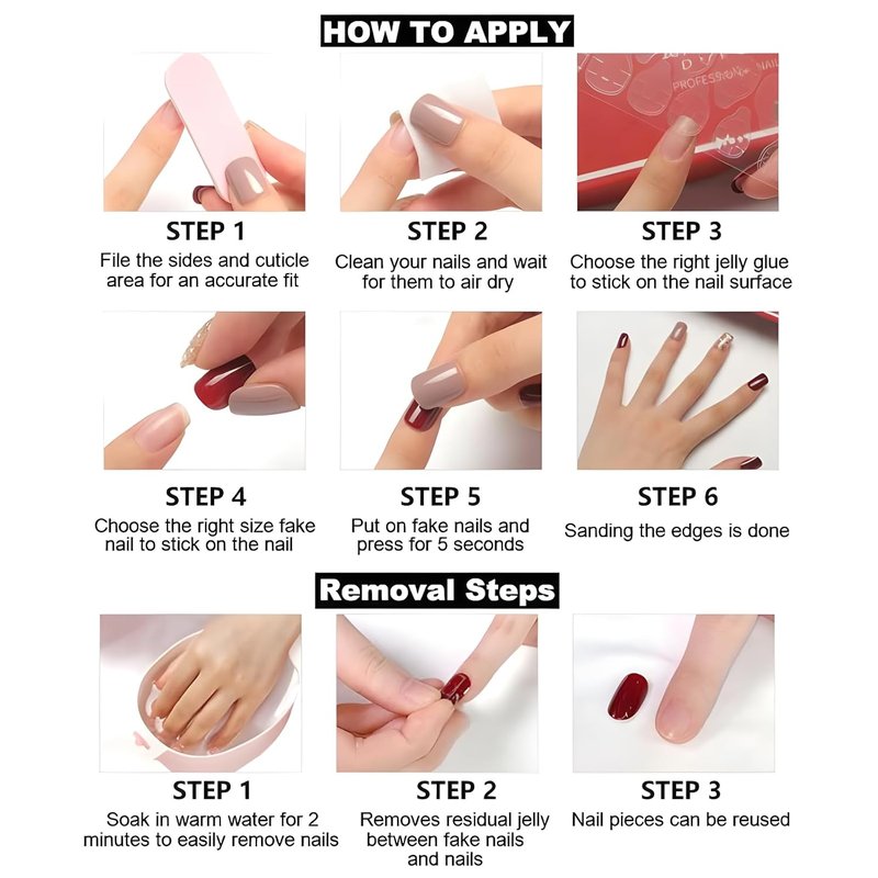 Skiennix 24Pcs Nude Press-On Nails - Short Almond Gradient Design | Glossy Full Cover for Women
