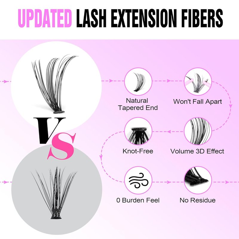 Pawotence 30D Cluster Eyelash Extensions - Natural Wispy Individual Lashes | 280pcs, 8-15mm