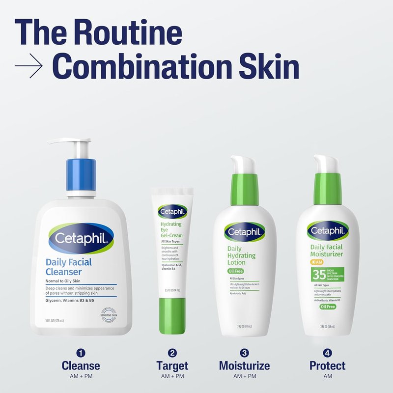 Cetaphil Daily Hydrating Lotion - Hyaluronic Acid Formula for 24-Hour Moisture | 3 fl oz, Fragrance-Free, Non-Comedogenic