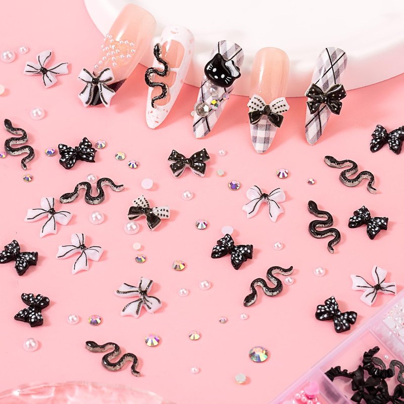 3D Nail Charms & Gems - 8000pcs Cute Rhinestones for Nail Art | Butterfly, Bow, Moon, Star, Flower Designs