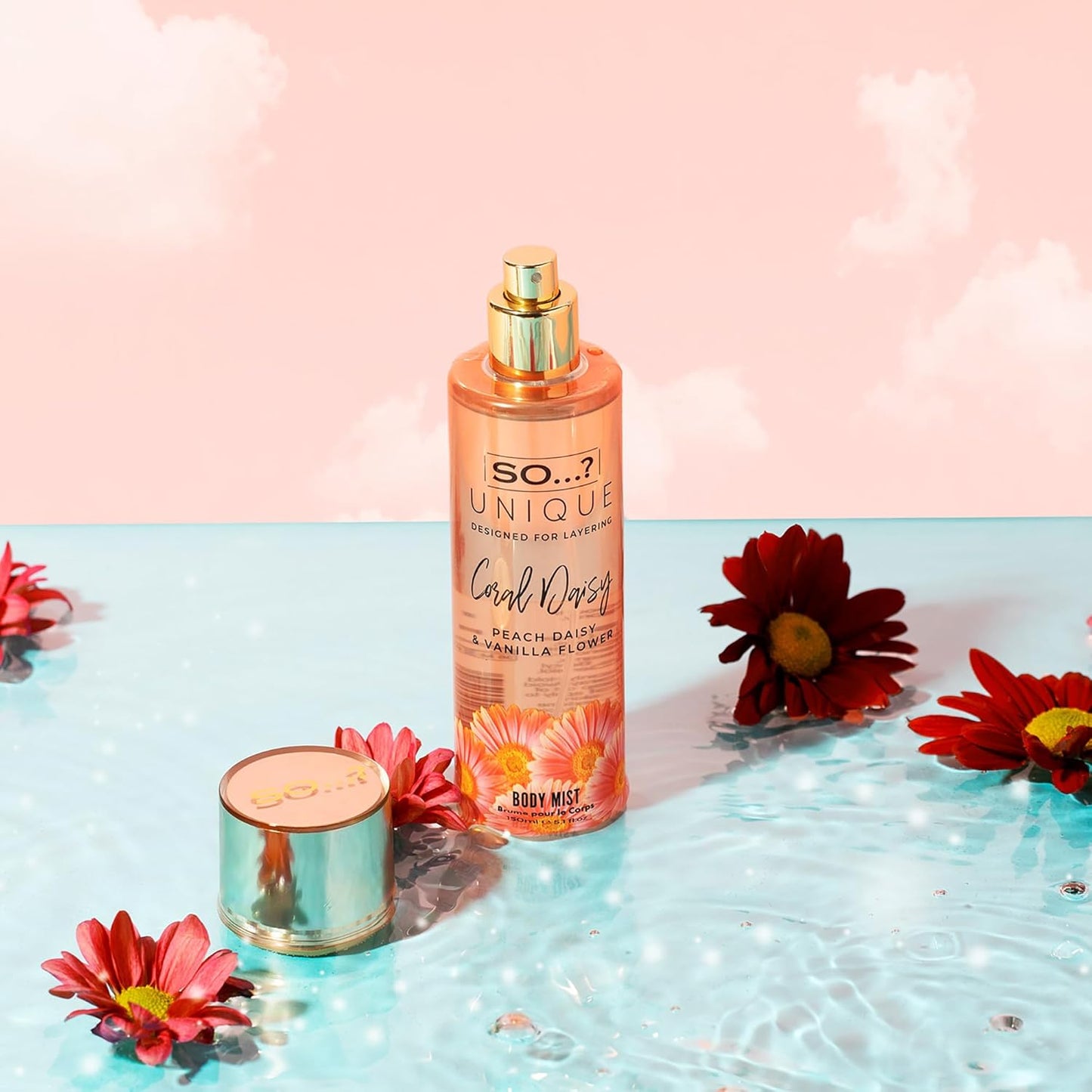So...? Unique Coral Daisy Body Mist - Fruity Vanilla Perfume for Women - 5.1 oz Spray