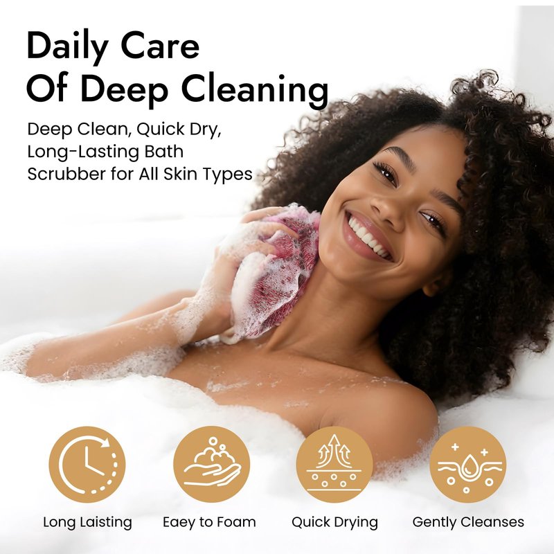 African Net Sponge 5-piece exfoliating Scrub is Suitable for All Skin Types,Bath Sponge for the face and Body, Durable and Gently Exfoliation