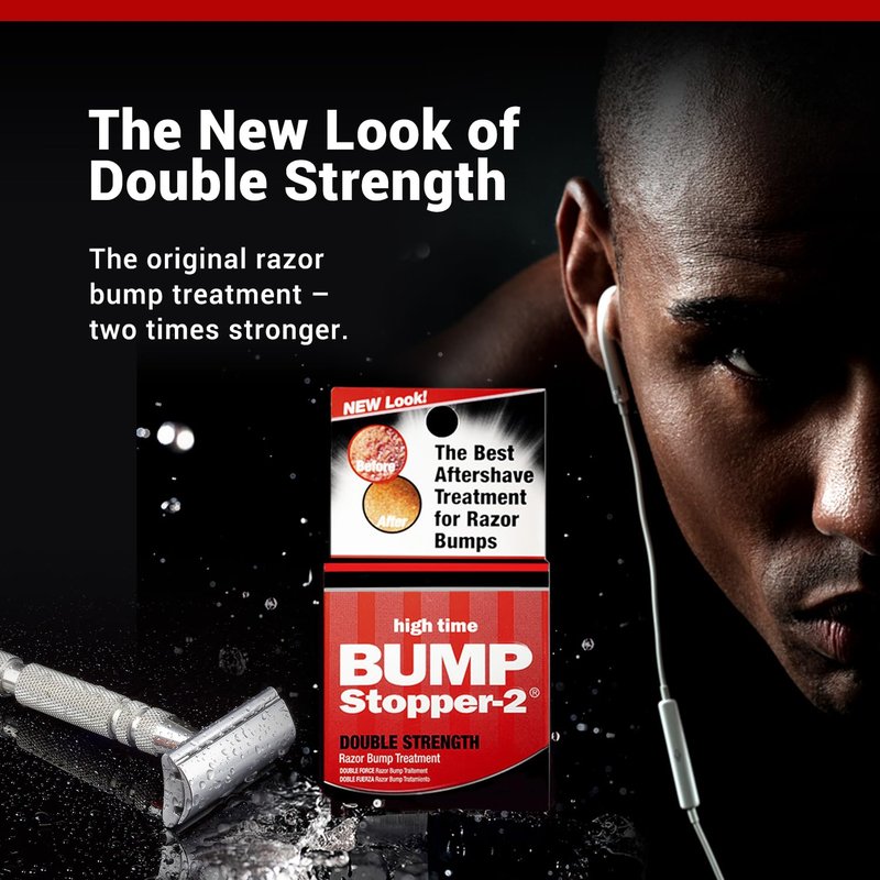 High Time Bump Stopper 2 Double Strength Ingrown Hair Cream for Face and Body | Aftershave Lotion for Men and Women | Razor Bump Balm | 0.5 OZ (2 Pack)