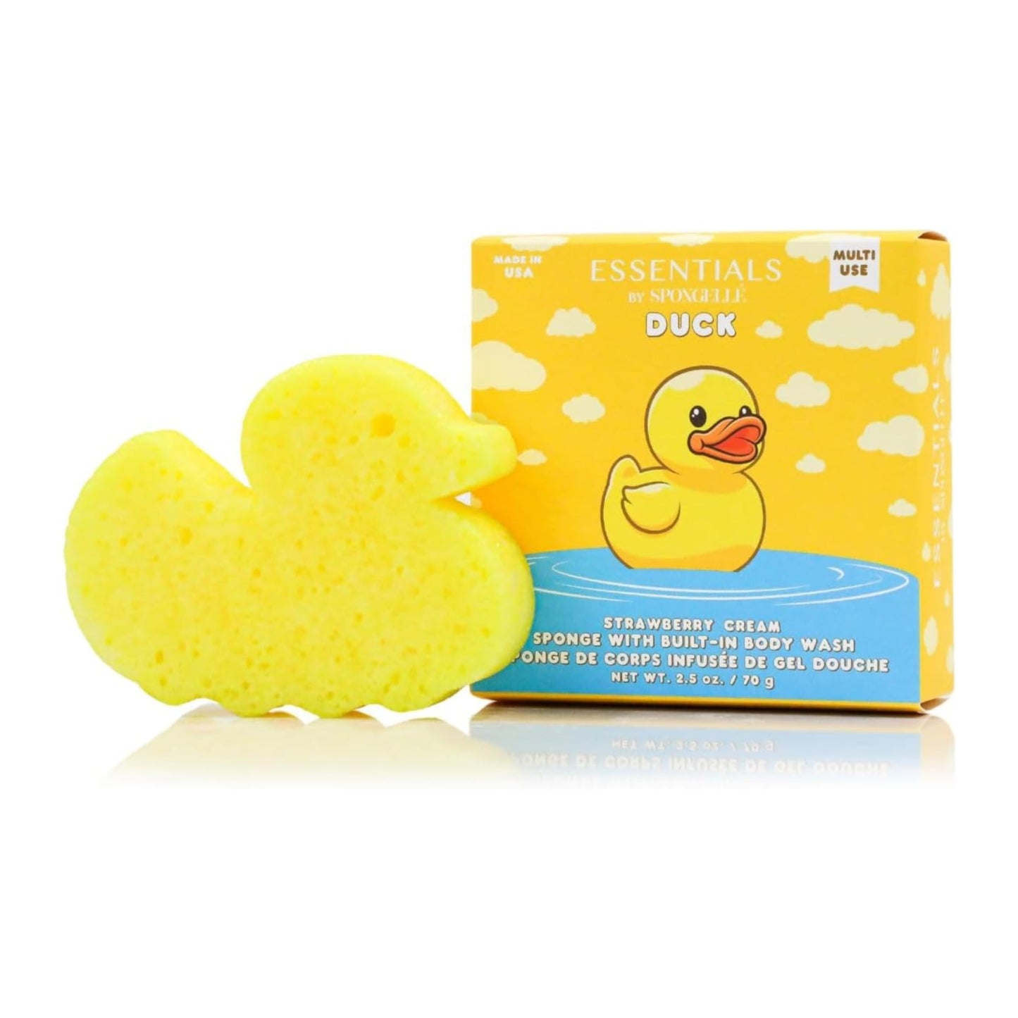 Spongelle Essentials Kids Duck Buffer | Ages 3+ | Bath & Shower Loofah for Kids | Cleanse, Exfoliate, and Nourish in one Easy Step | Cruelty-Free, Vegan, Dermatologist-Tested, Made in USA