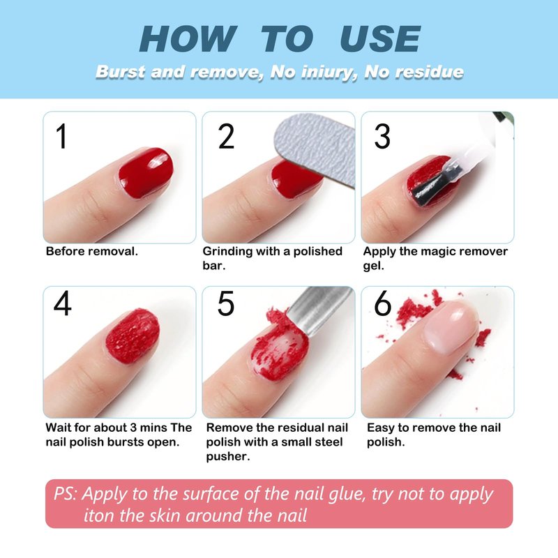 Gel Nail Polish Remover 2 Pack, Gel Polish Remover Soak-Off Gel Polish, Quickly & Easily Remove Gel Nail Polish in 3-5Mins, Don't Hurt Your Nails -15ml