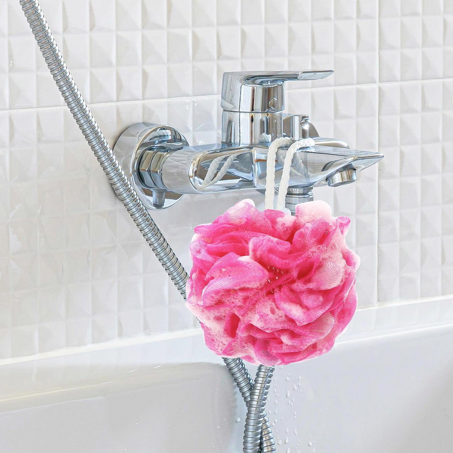 BTYMS Premium Mesh Poufs (65g/pcs) Bath Sponges Shower Loofahs Exfoliating Shower Puff - Great for Body Wash Pack of 4